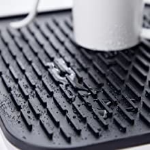 Heat Resistant Drainer Silicone Dish Drying Mat For Pour Over Coffee Maker Black