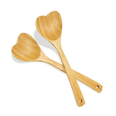 Wooden Heart Shaped Bamboo Spoon Engraved For Cooking Spoonful Of Love