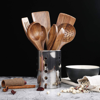 Nonstick Cooking Bamboo Kitchen Utensils Wooden Spoons Set