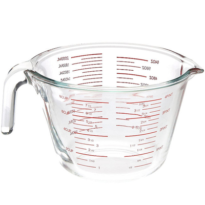 Kitchen Baking Glass Measuring Cup With Red Graphics Microwave And Oven