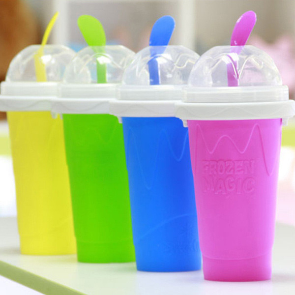 350ml Silicone Slushy Maker Cup With Lid And Straw
