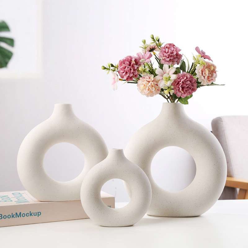 Nordic Multicolor Round Flower Donut Vase For Home Decor