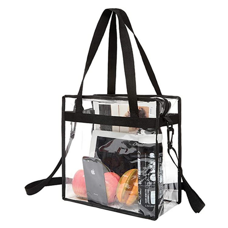 Plastic Tote Bag With Zipper Closure Transparent