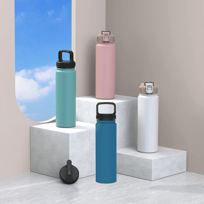 Multicolor Insulated Double Wall Stainless Steel Water Bottles With Straw