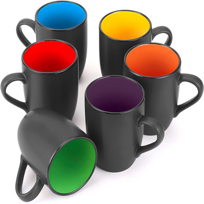 Restaurant 16 Ounce Ceramic Coffee Cups Multicolor For Coffee Tea Cappuccino