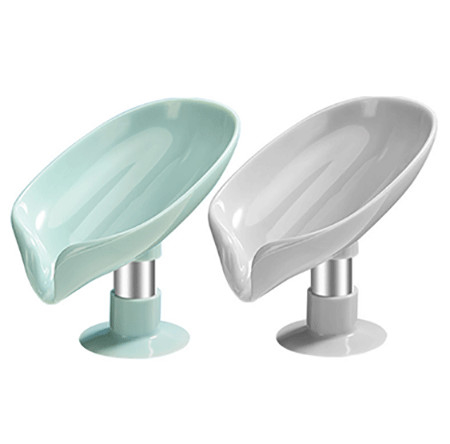 Soap Dish Holder Leaf Shape Soap Tray with Self Draining and Suction Cup for Shower