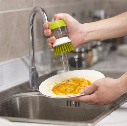 Dish Brush with Soap Dispenser Palm Brush for Dish Sink Pan Pot Washing and Cleaning
