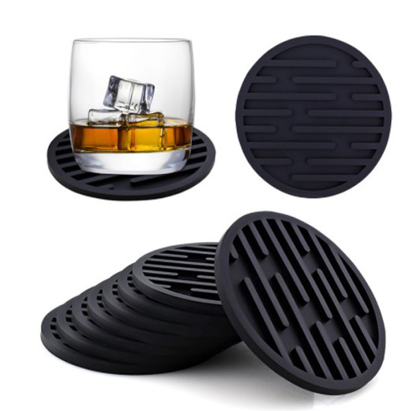 Black Rubber Silicone Drink Coasters Cup Mat For Car Bar Coffee Mug Beer