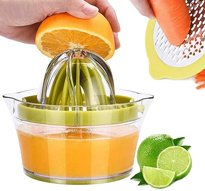 Manual Bulk Kitchen Supplies Orange Lemon Squeezer Juicer With Measuring Cup Grater