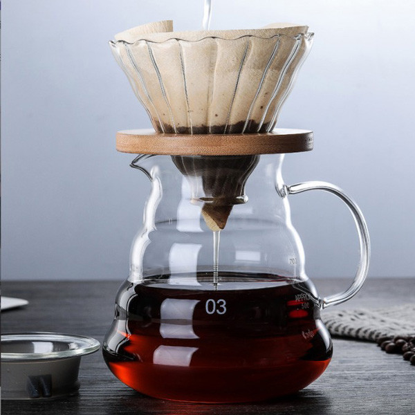 Handmade Essential Barista Tools Borosilicate Glass Coffee Maker With Glass Funnel Filter