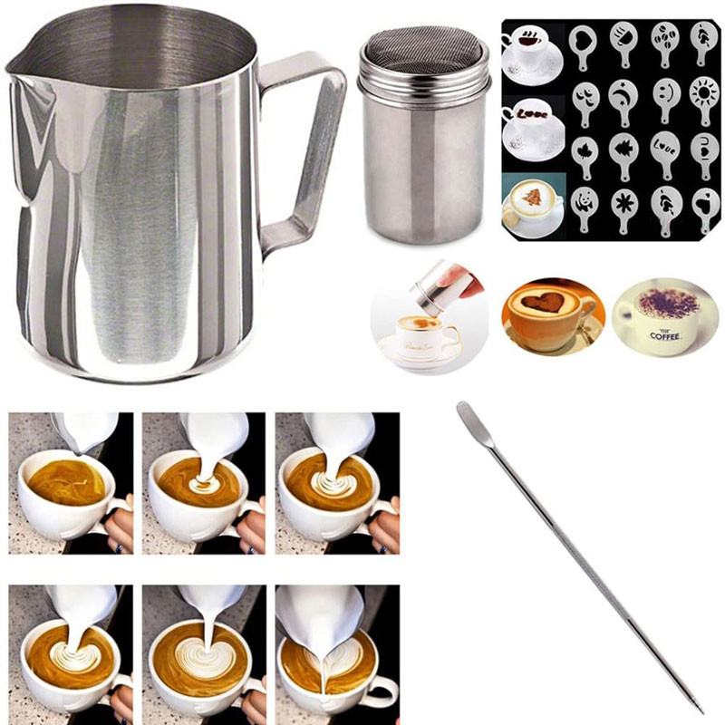 Custom 12Oz Essential Barista Tools Espresso Milk Pitcher Coffee Shaker 16pcs