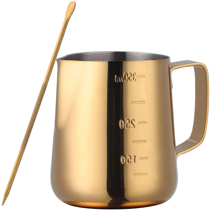 Gold Stainless Steel Essential Barista Tools Coffee Picher 350ml /12oz