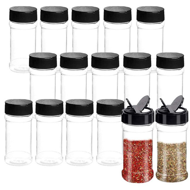 Bulk 3.5 Oz Plastic Spice Jars Plastic Seasoning Bottles With Black Screw Lids