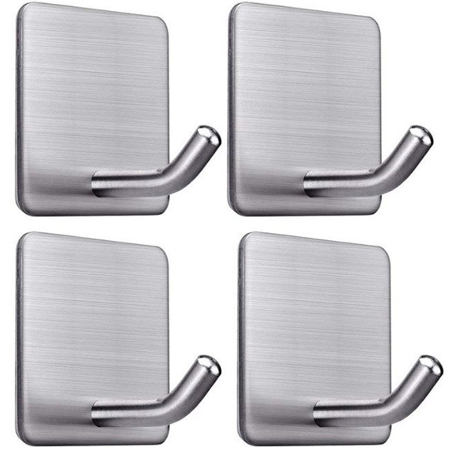 SUS304 Stainless Steel Heavy Duty Adhesive Hooks Removable Hooks For Walls