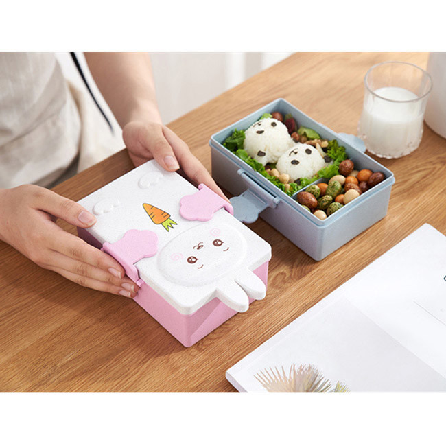 PP And Wheat Straw Fibre Lunch Box 2 Compartments Bento